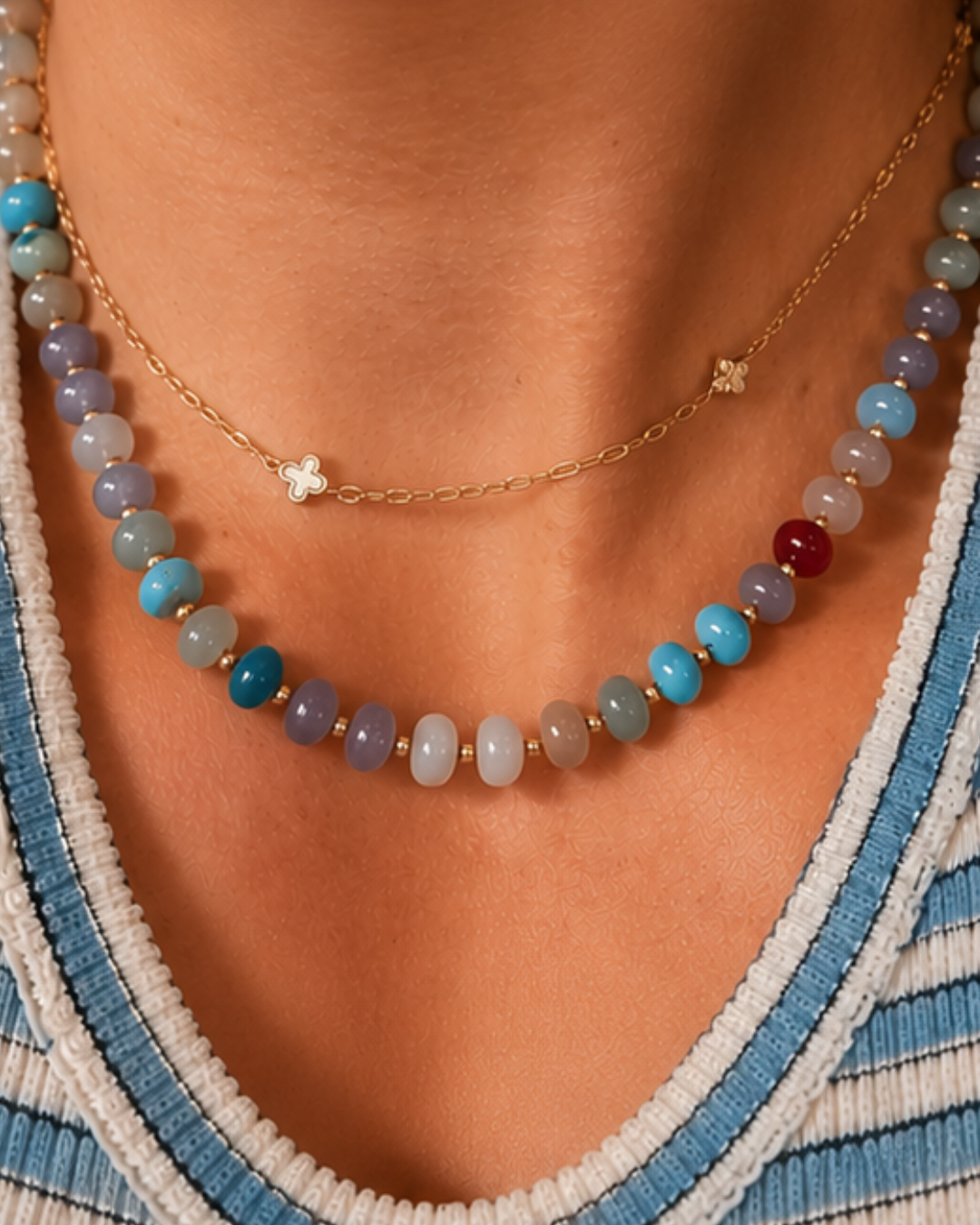 Boardwalk Bubble Gemstone Beaded Necklace