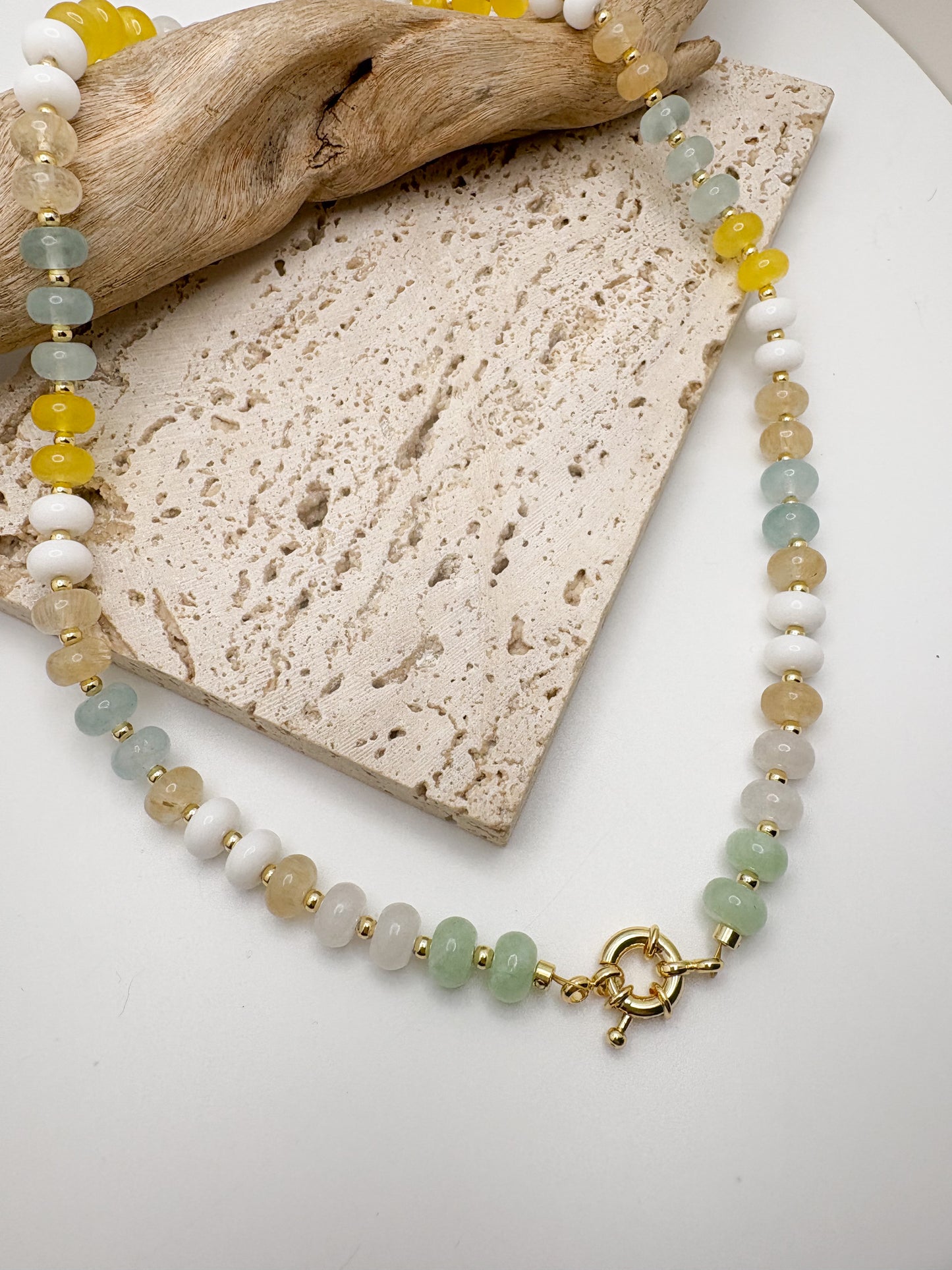 Bubble Beaded Gemstone Necklace (5 Colors)