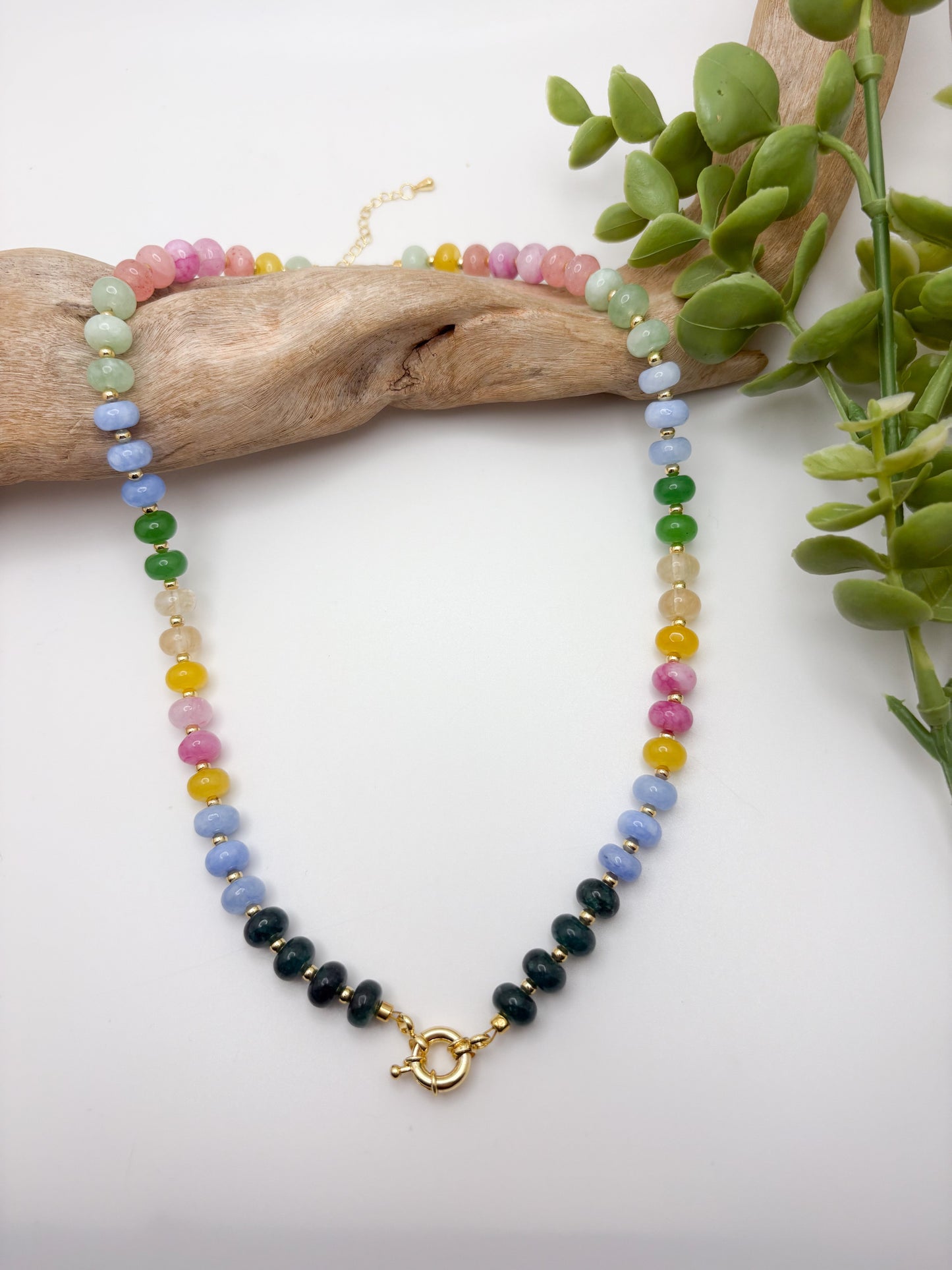 Bubble Beaded Gemstone Necklace (5 Colors)