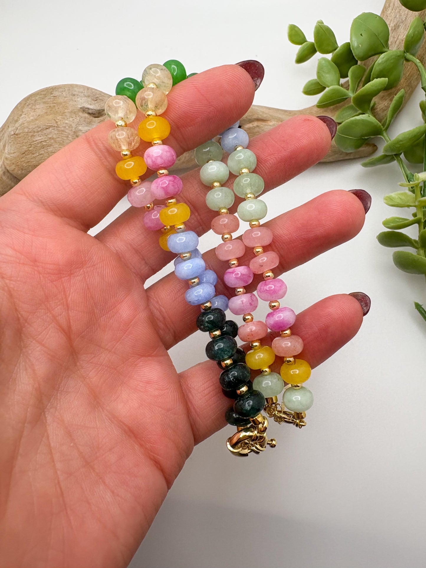 Bubble Beaded Gemstone Necklace (5 Colors)