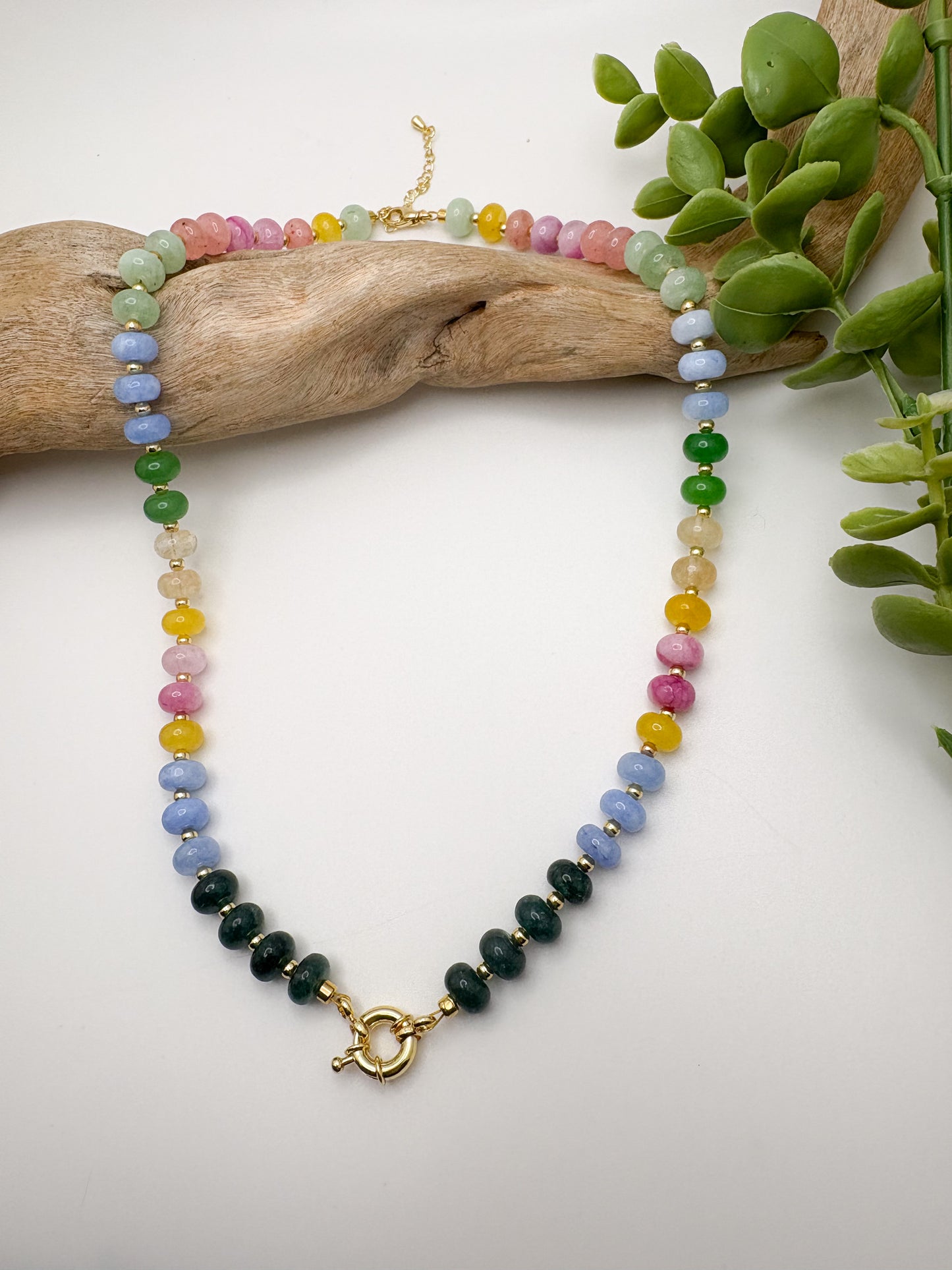 Bubble Beaded Gemstone Necklace (5 Colors)