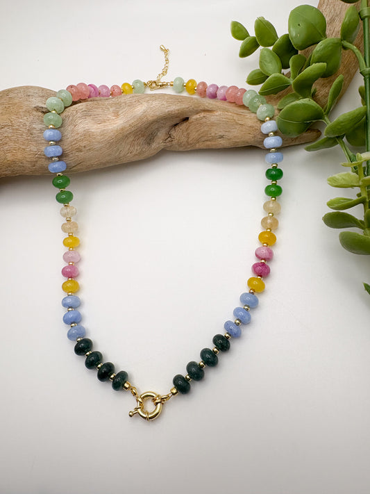 Bubble Beaded Gemstone Necklace (5 Colors)
