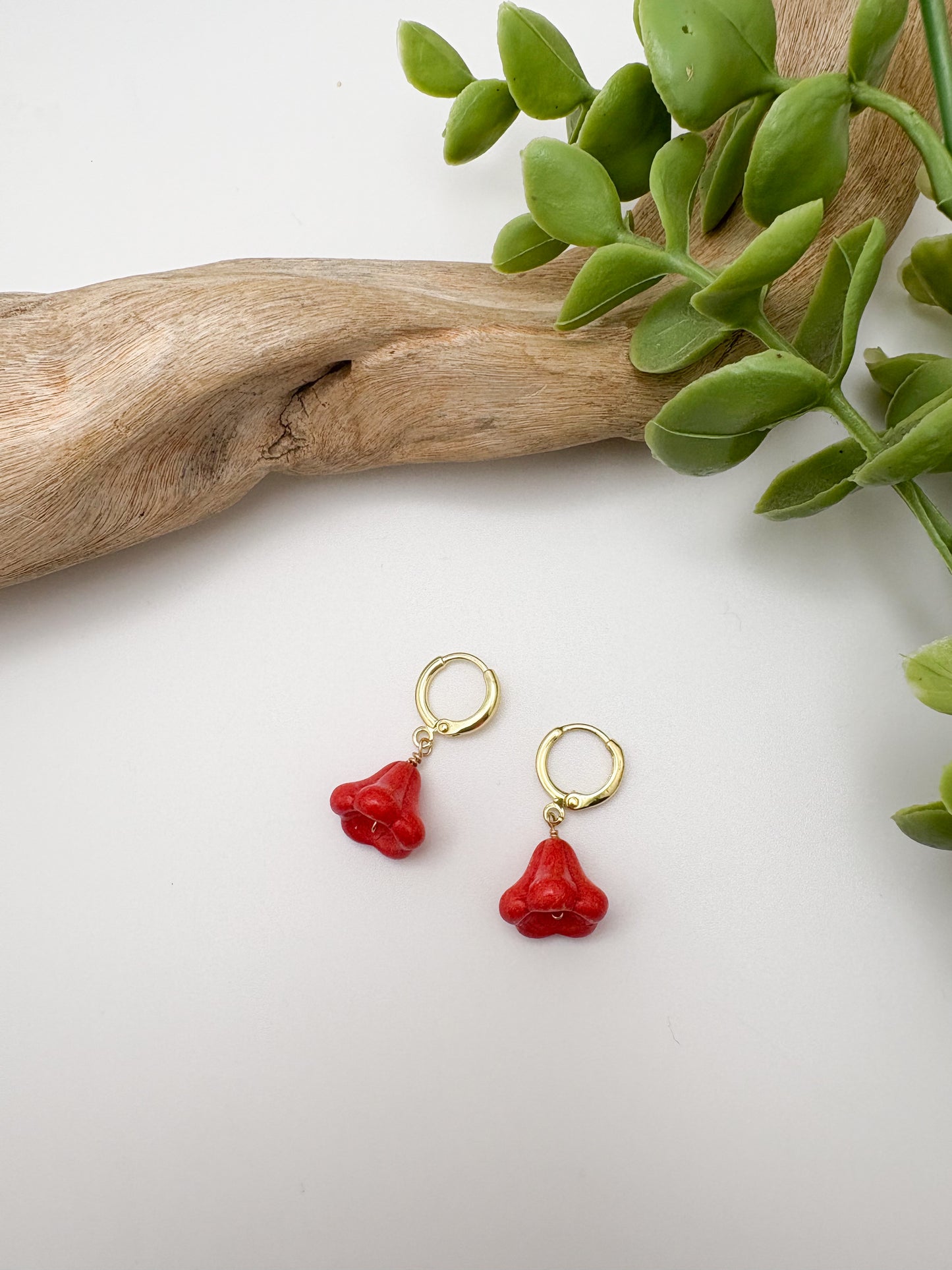 Cherry Bell Flower Huggie