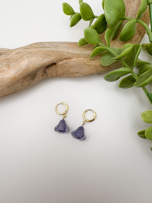 Blue Bell Flower Huggie